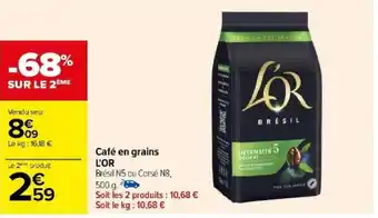 Carrefour Café en grains L'OR offre