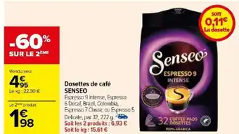Carrefour Dosettes de café SENSEO offre