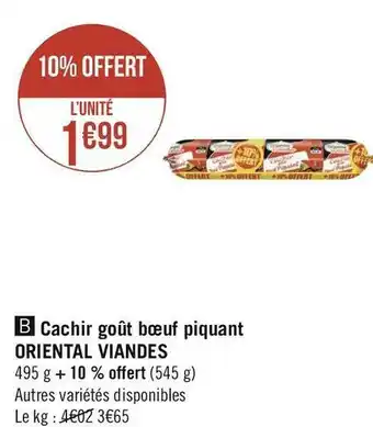 Géant Casino Oriental viandes cachir goût bœuf piquant offre