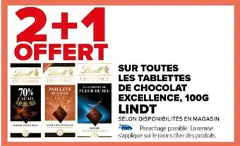 Carrefour SUR TOUTES LES TABLETTES DE CHOCOLAT EXCELLENCE, 100G LINDT offre