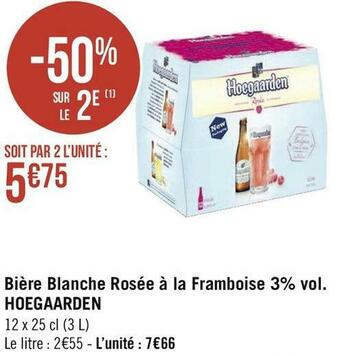 Hoegaarden bière blanche rosée à la framboise 3% vol. hoegaarden
