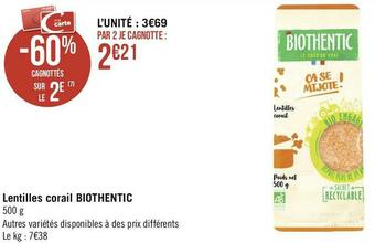 Biothentic lentilles corail