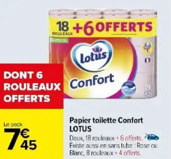 Carrefour Papier toilette Confort LOTUS offre