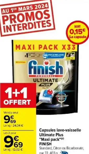 Carrefour Capsules lave-vaisselle Ultimate Plus "Maxi pack"(d) FINISH offre