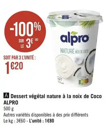 Géant Casino Alpro dessert végétal nature à la noix de coco offre