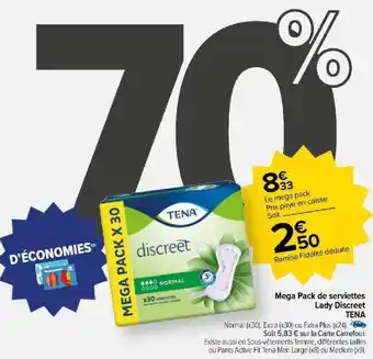 Carrefour Mega Pack de serviettes Lady Discreet TENA offre