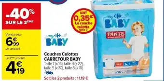 Carrefour Couches Culottes CARREFOUR BABY offre