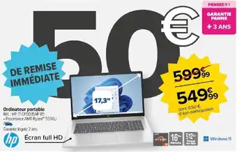 Carrefour Ordinateur portable Réf.: HP 17-CP0035NF R5 offre