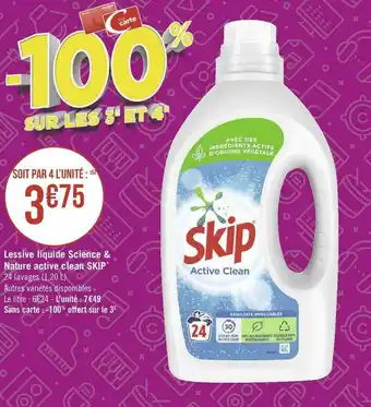 Skip lessive liquide science & nature active clean*