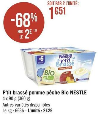 Nestle p’tit brassé pomme pêche bio