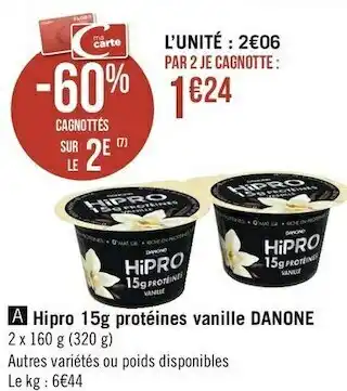 Géant Casino Danone hipro 15g protéines vanille offre