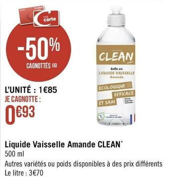 Clean liquide vaisselle amande*