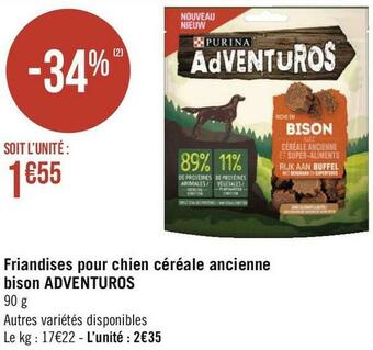 Géant Casino Purina friandises pour chien céréale ancienne bison adventuros offre