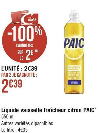 Paic liquide vaisselle fraîcheur citron*