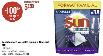 Géant Casino Sun capsules lave-vaisselle optimum standard* offre