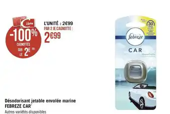Géant Casino Febreze car désodorisant jetable envolée marine offre