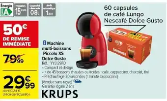 Carrefour Machine multi-boissons Piccolo XS Dolce Gusto Réf. : YY5129FD offre