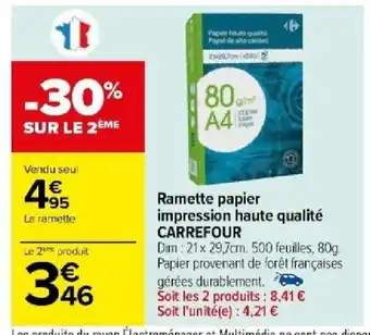 Carrefour Ramette papier impression haute qualité CARREFOUR offre