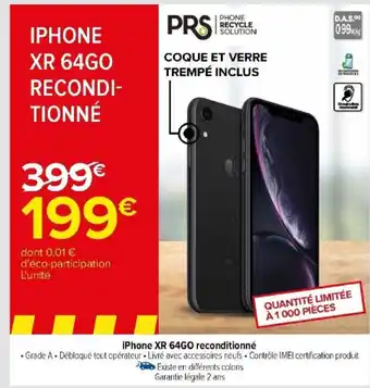 Carrefour iPhone XR 64GO reconditionné offre