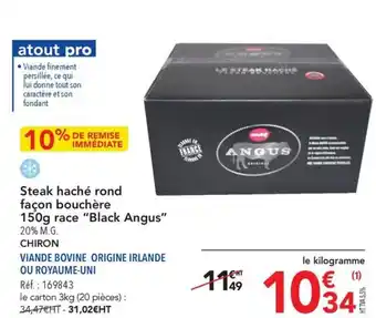 METRO Steak haché rond façon bouchère 150g race "Black Angus" offre