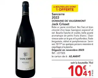 Sancerre 2022 DOMAINE DE VAUGRIMONT Jack Crisset