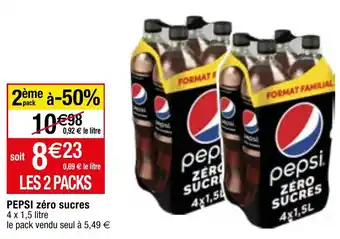 Migros PEPSI zéro sucres 4 x 1,5 litre offre