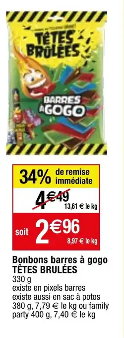 Migros Bonbons barres à gogo TÊTES BRULÉES offre