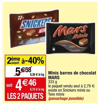 Migros Minis barres de chocolat MARS offre