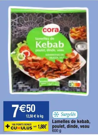 Migros Lamelles de kebab, poulet, dinde, veau 600 g offre