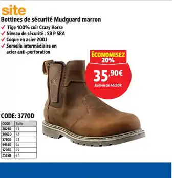 Screwfix Bottines de sécurité Mudguard marron offre