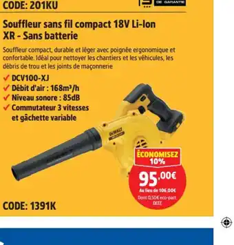 Screwfix Souffleur sans fil compact 18V Li-lon offre