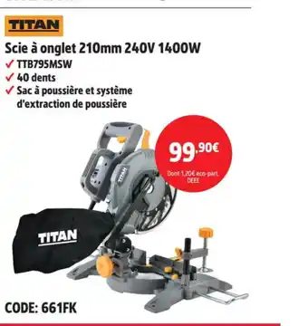 Screwfix Scie à onglet 210mm 240V 1400W offre