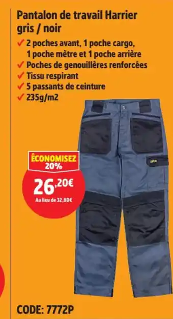 Screwfix Pantalon de travail Harrier gris / noir offre