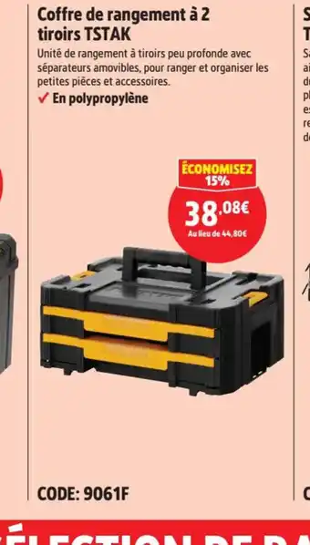 Screwfix Coffre de rangement à 2 tiroirs TSTAK offre