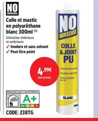 Colle et mastic en polyurĂ©thane blanc 300ml (Âč)
