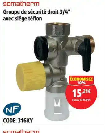 Screwfix Groupe de sécurité droit 3/4" avec siège téflon offre