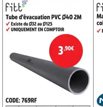 Tube d'évacuation PVC 040 2M