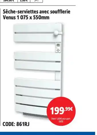 Screwfix Sèche-serviettes avec soufflerie Venus 1 075 x 550mm offre