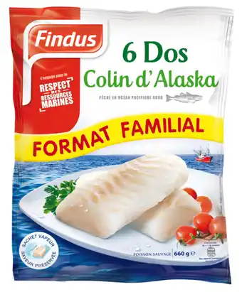 Carrefour FINDUS Dos de colin d'Alaska Msc surgelés Format familial offre