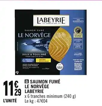 Spar LABEYRIE SAUMON FUMÉ LE NORVÈGE offre