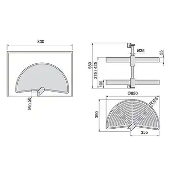 Bricorama Emuca jeu de plateaux rotatifs Shelvo 1/2 lune, pour module de 800mm, plastique et aluminium, blanc offre