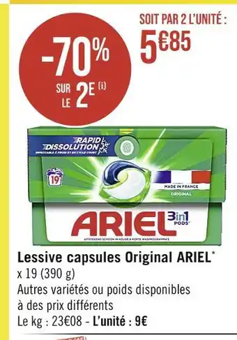 Casino Supermarchés ARIEL Lessive capsules Original offre