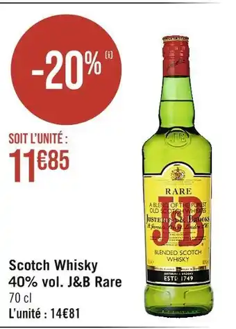 Casino Supermarchés J&B Rare Scotch Whisky 40% vol offre
