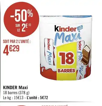 Casino Supermarchés KINDER Maxi offre