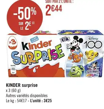 Casino Supermarchés KINDER surprise offre