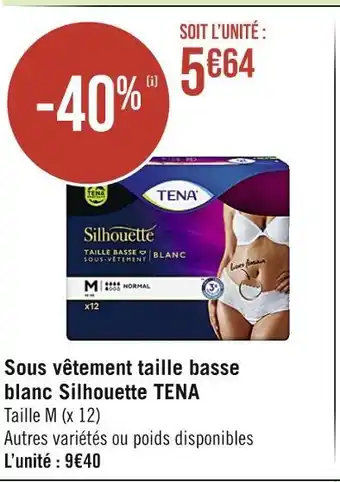 TENA Sous vêtement taille basse blanc Silhouette