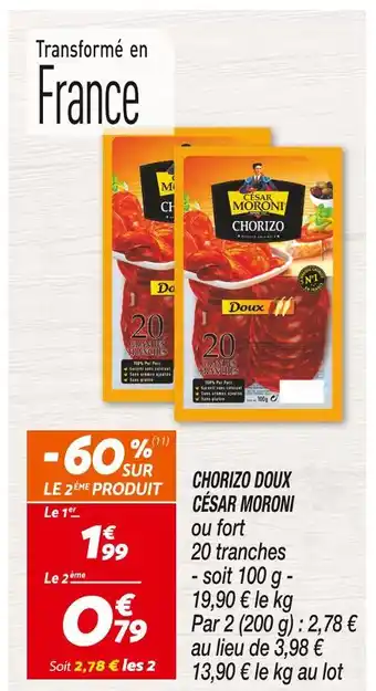 Netto CÉSAR MORONI CHORIZO DOUX offre