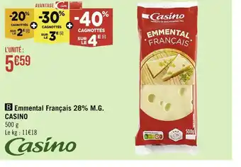 Casino Supermarchés CASINO Emmental Français 28% M.G offre