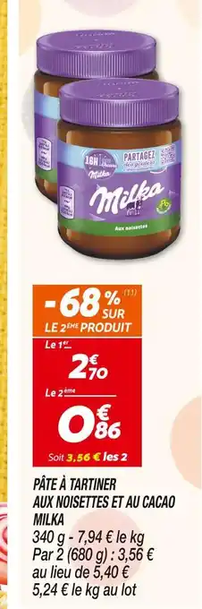 Netto MILKA PÂTE À TARTINER AUX NOISETTES ET AU CACAO offre