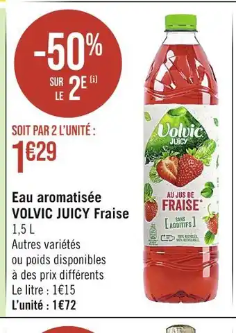 Casino Supermarchés VOLVIC JUICY Eau aromatisée Fraise offre